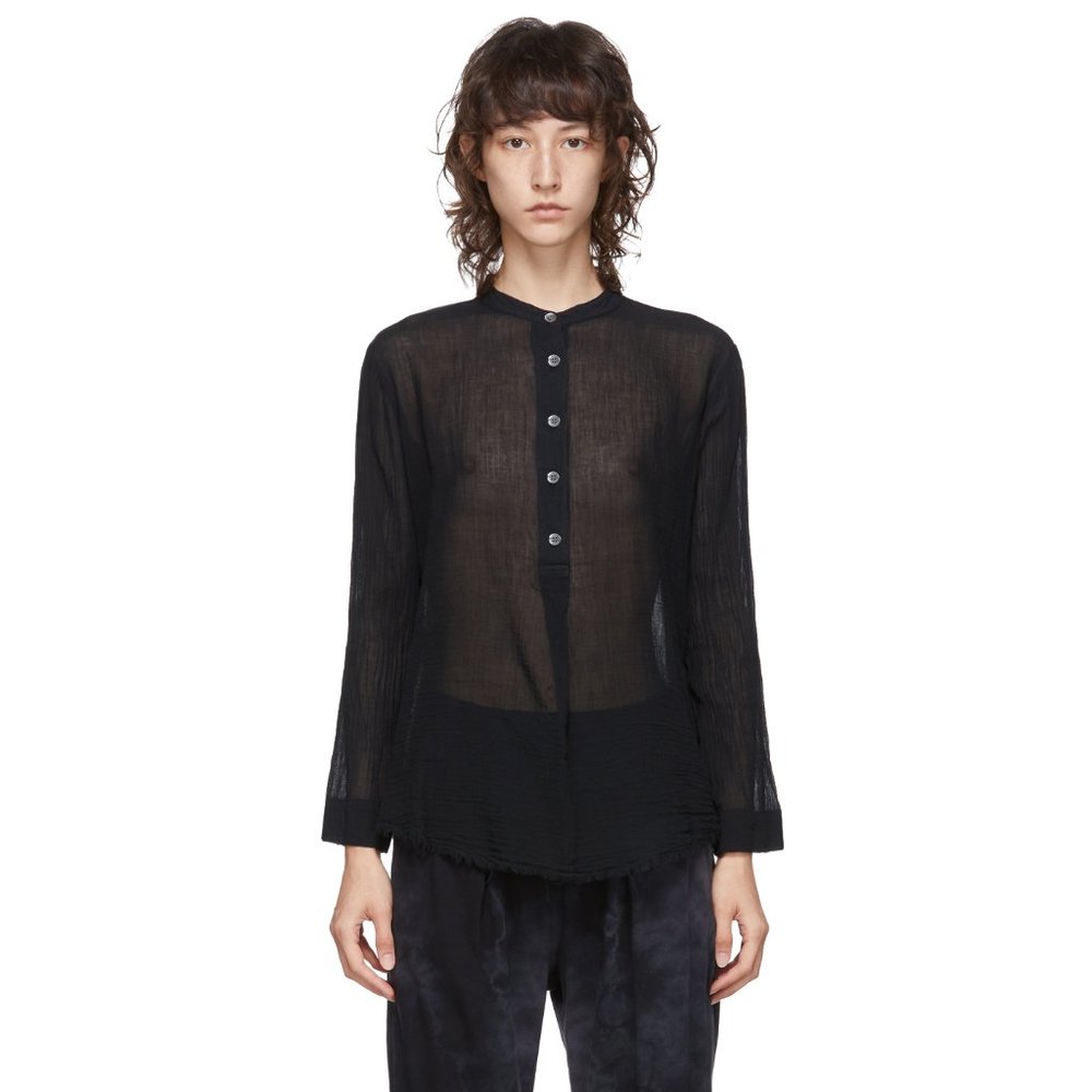 RAQUEL ALLEGRA BLACK PERFECT HENLEY TOP